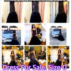 Black Sequin Top, toile bottom prom dress. Worn once…Size 0